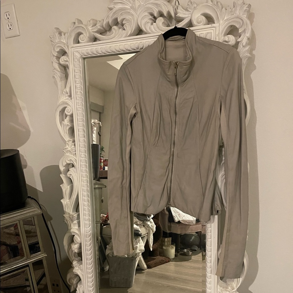 Rick Owens light grey leather jacket